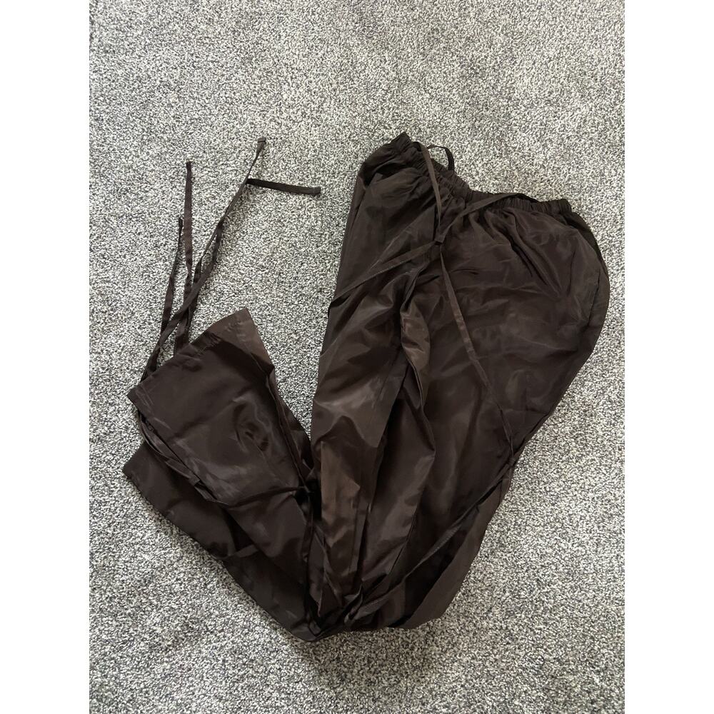 Women's Pretty Little Thing Brown Y2K Pants Pop Metallic Size 4 Gorpcore Fairy